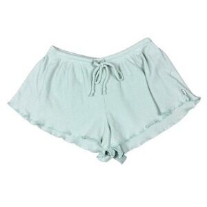 PINK Victoria's Secret Waffle‎ Knit Sleep Shorts Lettuce Hem Mint Green Size XS